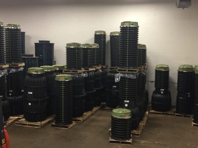 Eone sewage pumps in storage